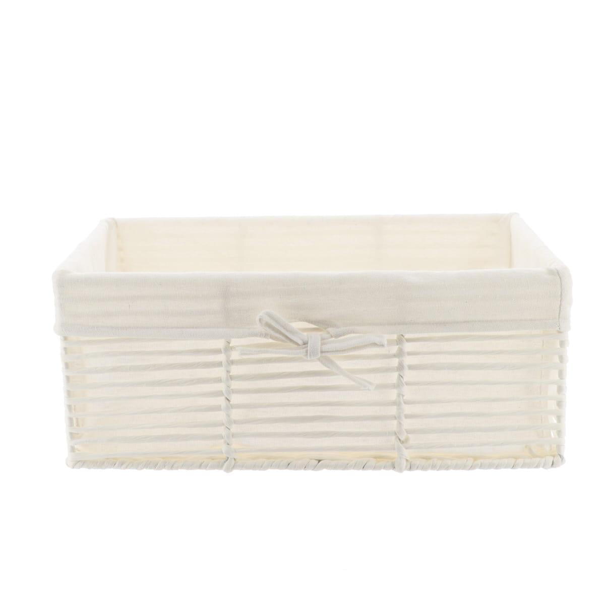 PANIERE EN PAPIER 39X26X15.5CM BLANC TISSU LIN