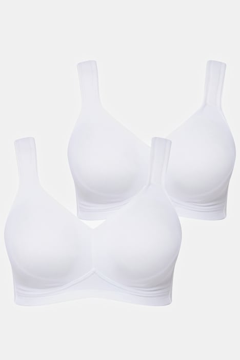 Mikrofaser-BH, 2er-Pack, ohne Bügel, vorgeformte Cups