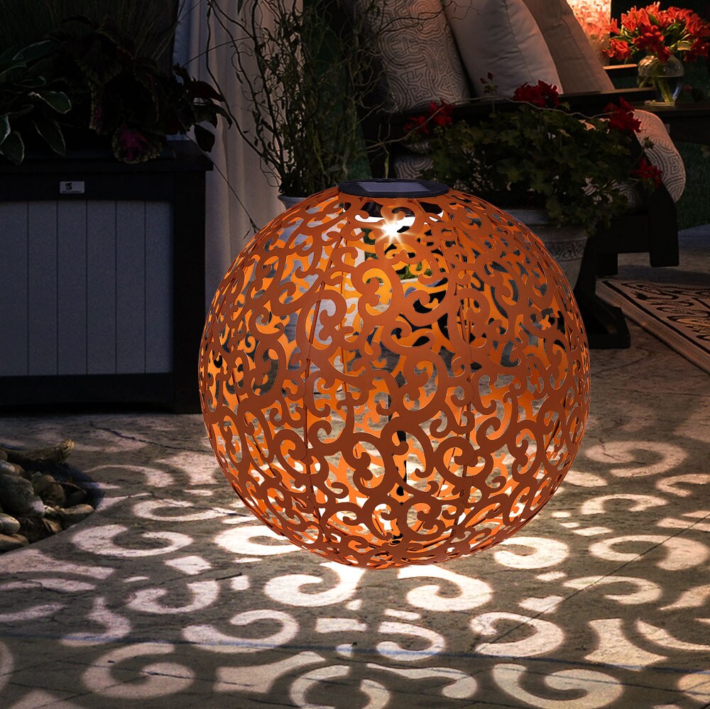 LED Solar Steckleuchte, Dekor Stanzungen Kugel, 28,5 cm