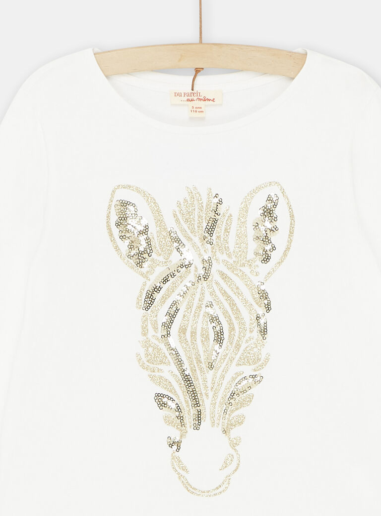 T-shirt écru à motif zèbre fille