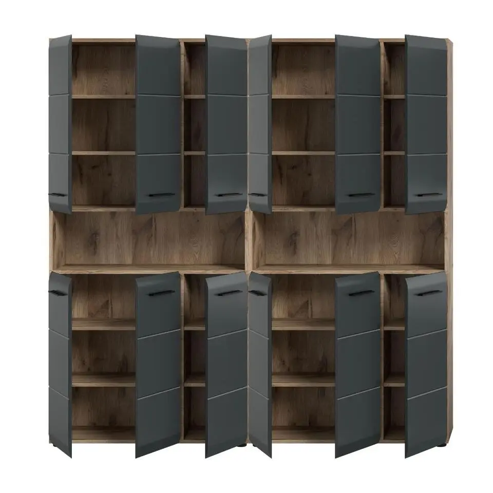 Hioshop Ice badkamer I15 zwart mat- eiken decor