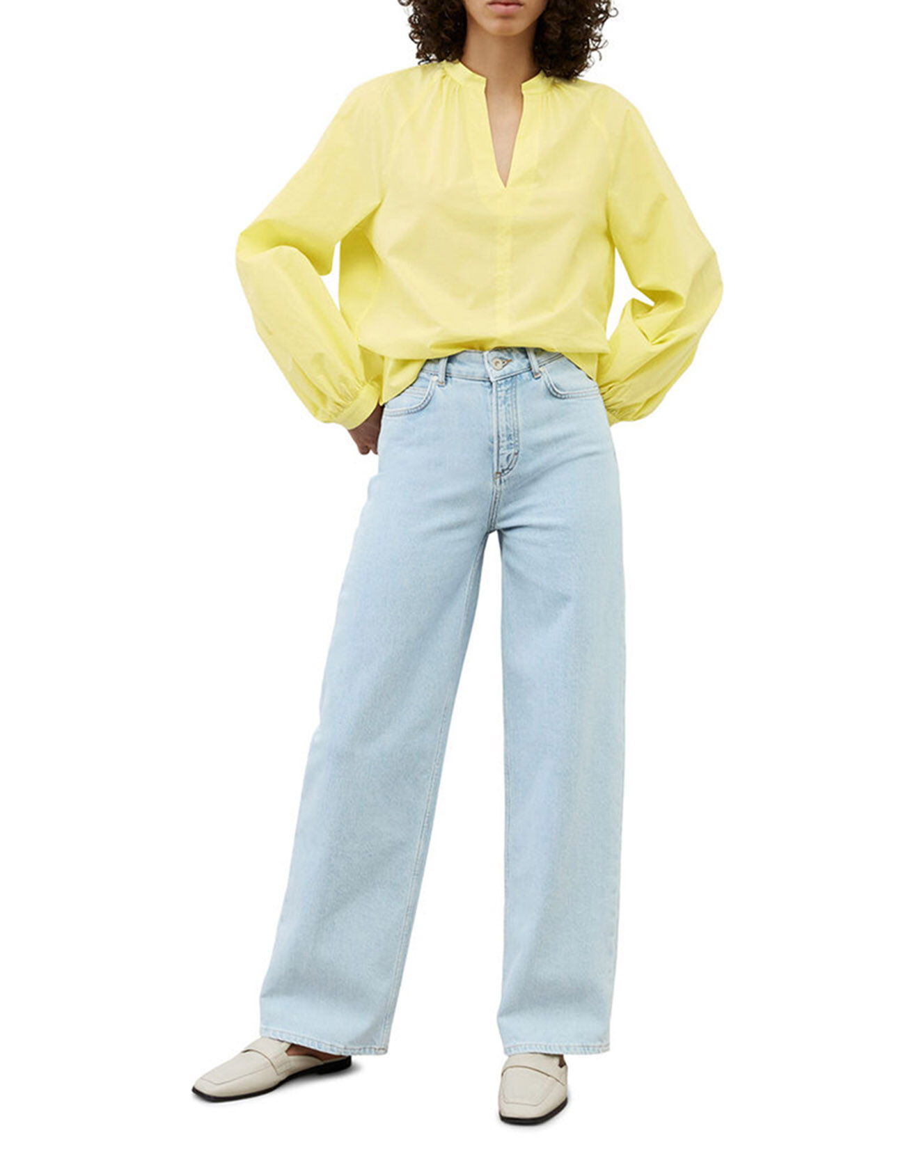 Marc O'Polo Chemise Col V en Coton Bio jaune