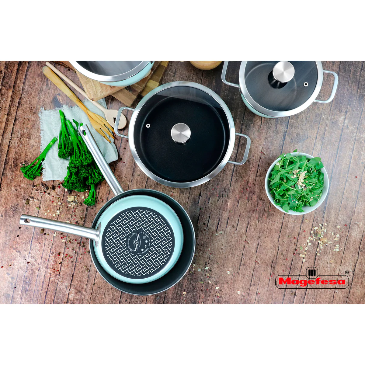 Batterie de Cuisine à Induction 6 Pièces Antiadhésif sans PFOA Design