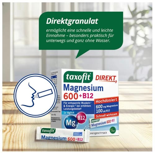 Taxofit Magnesium 600 + B12 Direkt Granulat 20 Stück