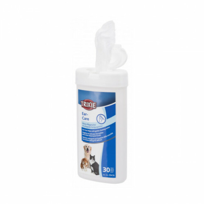 Lingettes humides pour soin des oreilles du chien et chat Trixie