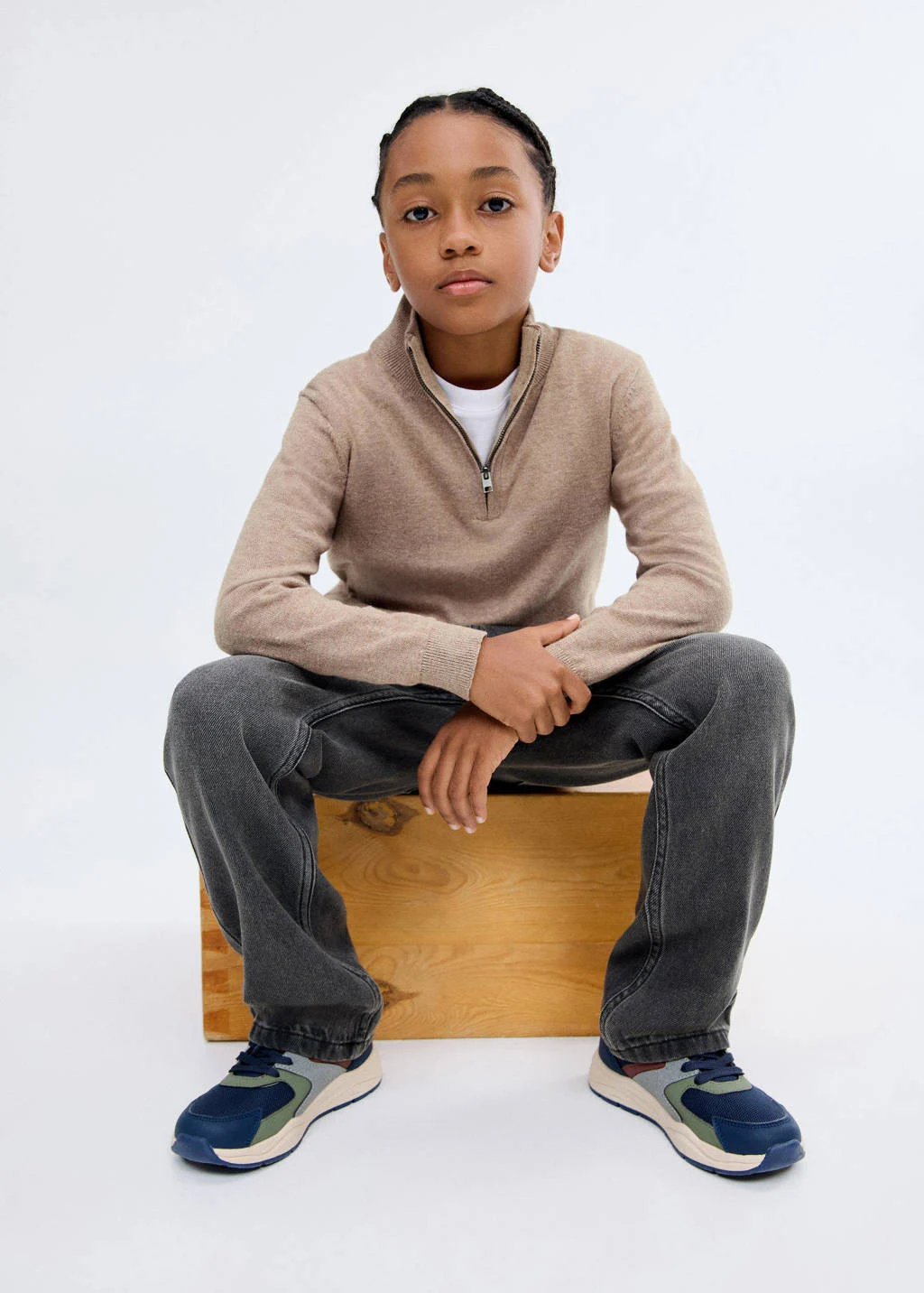 Mango Kids straight leg jeans grey denim