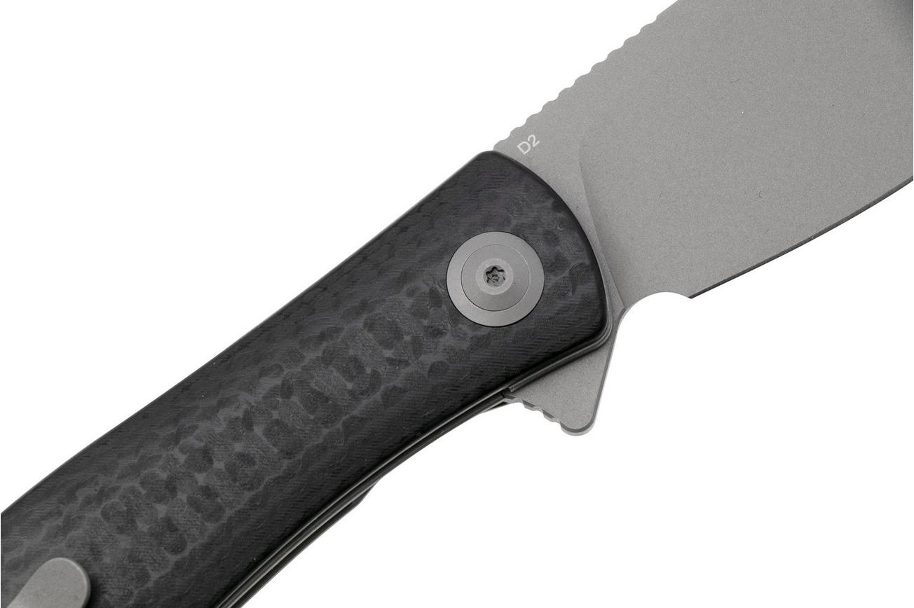 Trollsky Knives Mandu XL MT004-XL Dark Bead Blast D2, Black CarbonTex G10 zakmes