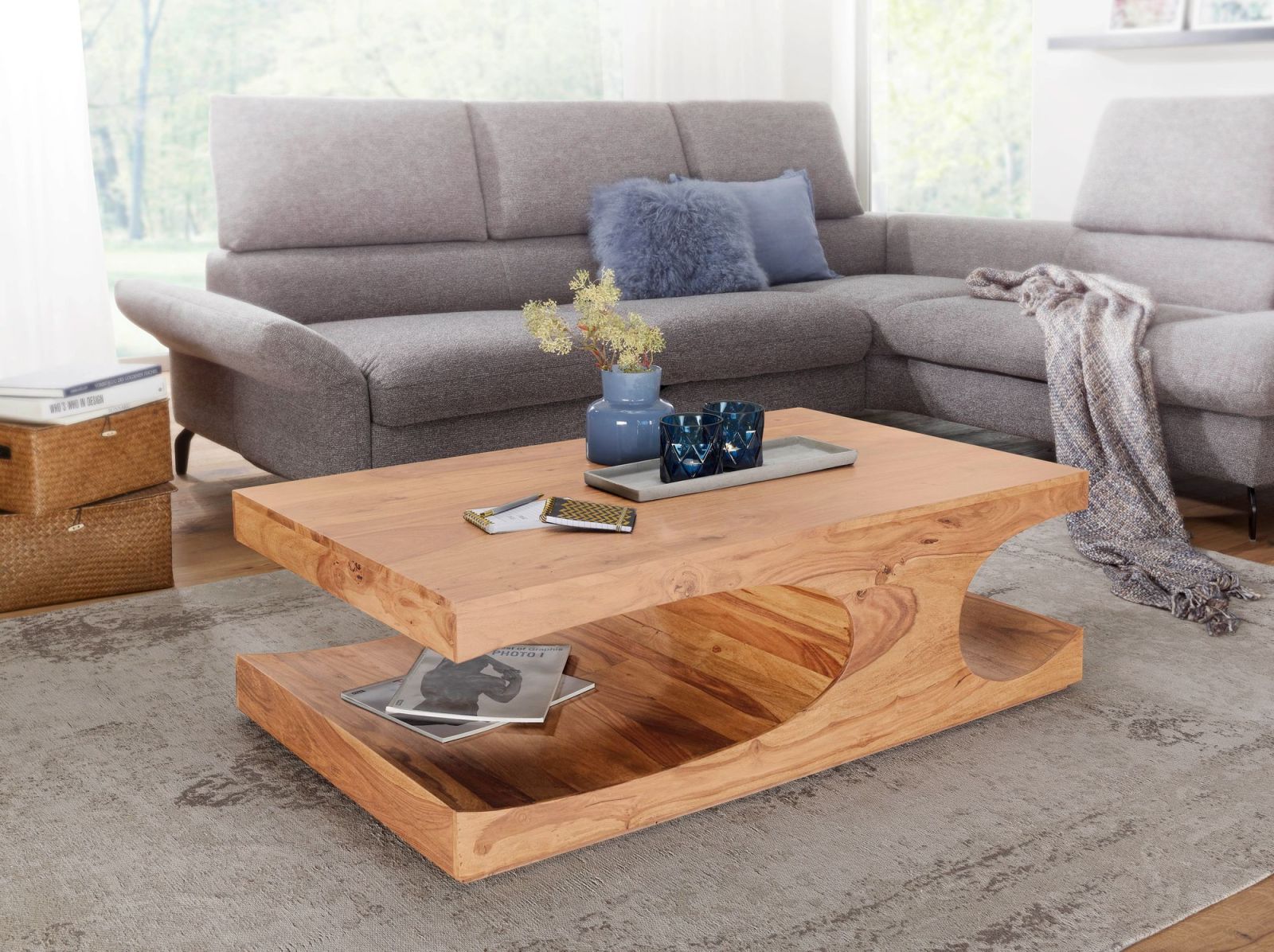 Couchtisch - Akazie massiv - 118 cm