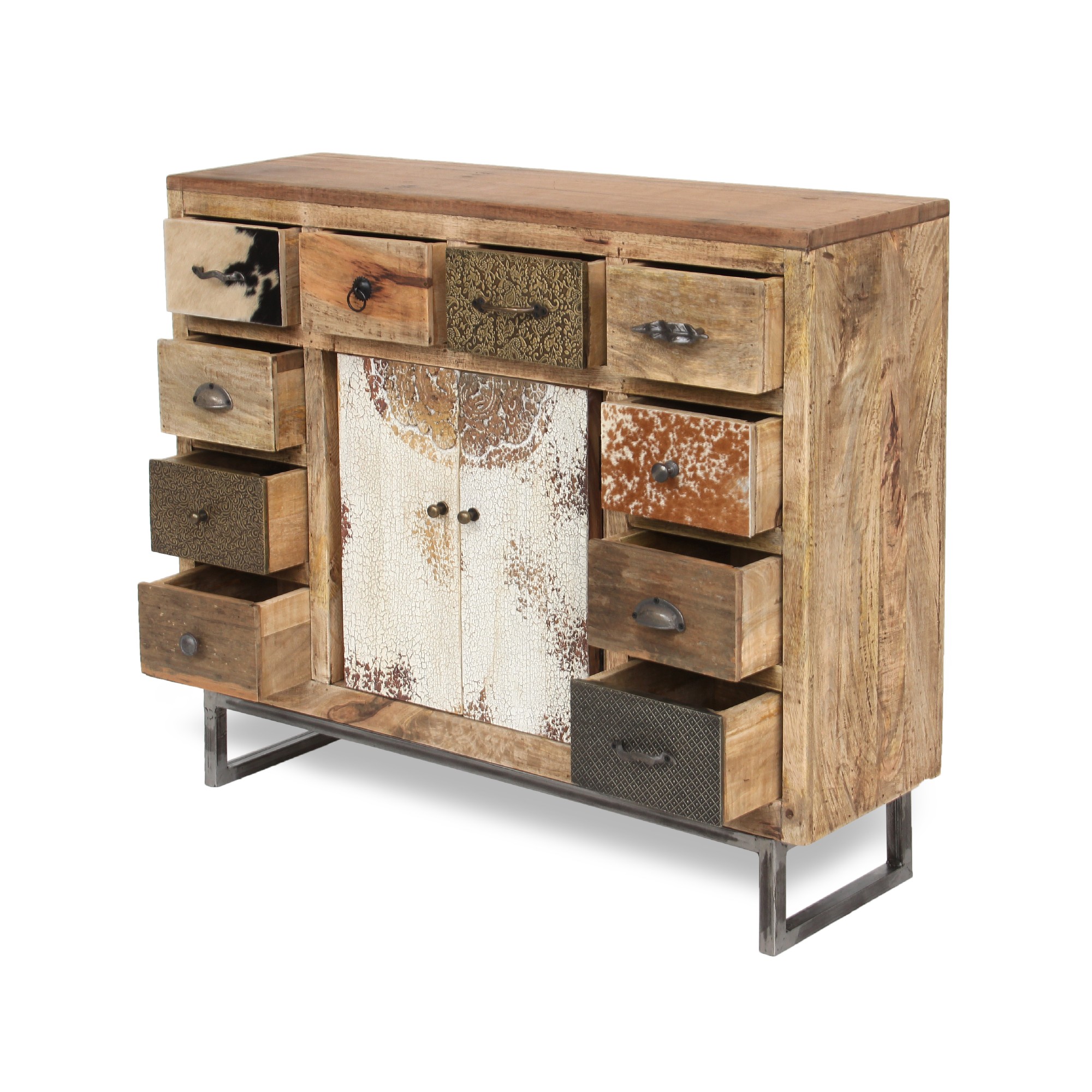 Sideboard 'Beaucoup', braun, schwarz, weiß, B 108 cm, H 91 cm, T 31 cm von fischer's lagerhaus