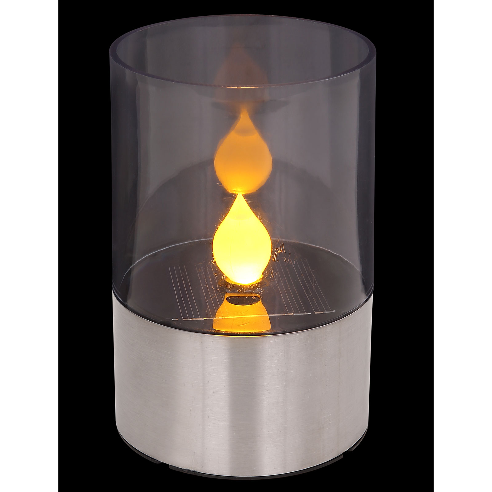 Solar-LED-Dekoleuchte - silber - mit Flammeneffekt - 11 cm hoch
