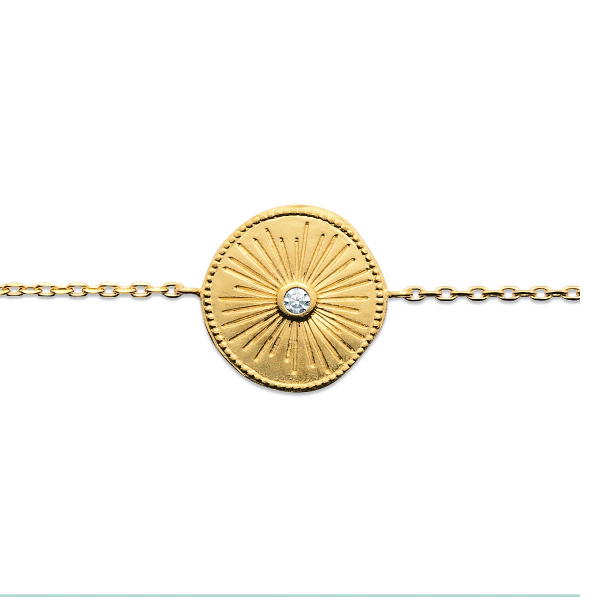 Bracelet Brillaxis Plaque Soleil plaqué or