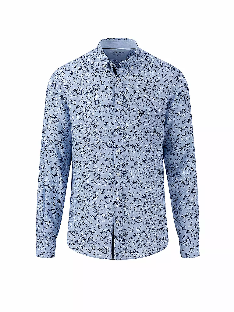 FYNCH HATTON Leinenhemd Casual Fit hellblau