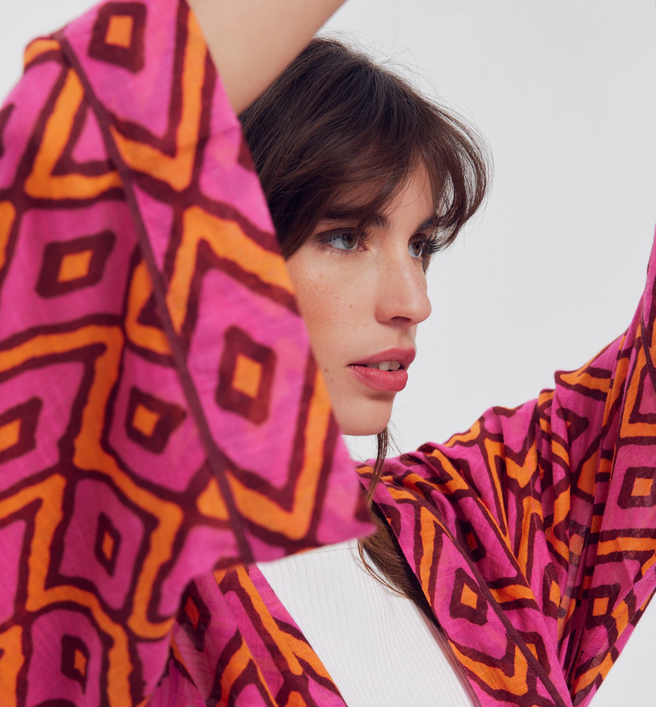 Veste kimono motif DIMB - Imprimé multicolore