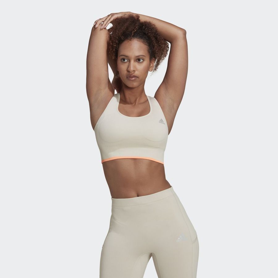 adidas Brassière Medium Support Merino - Aluminum/Orange Femme