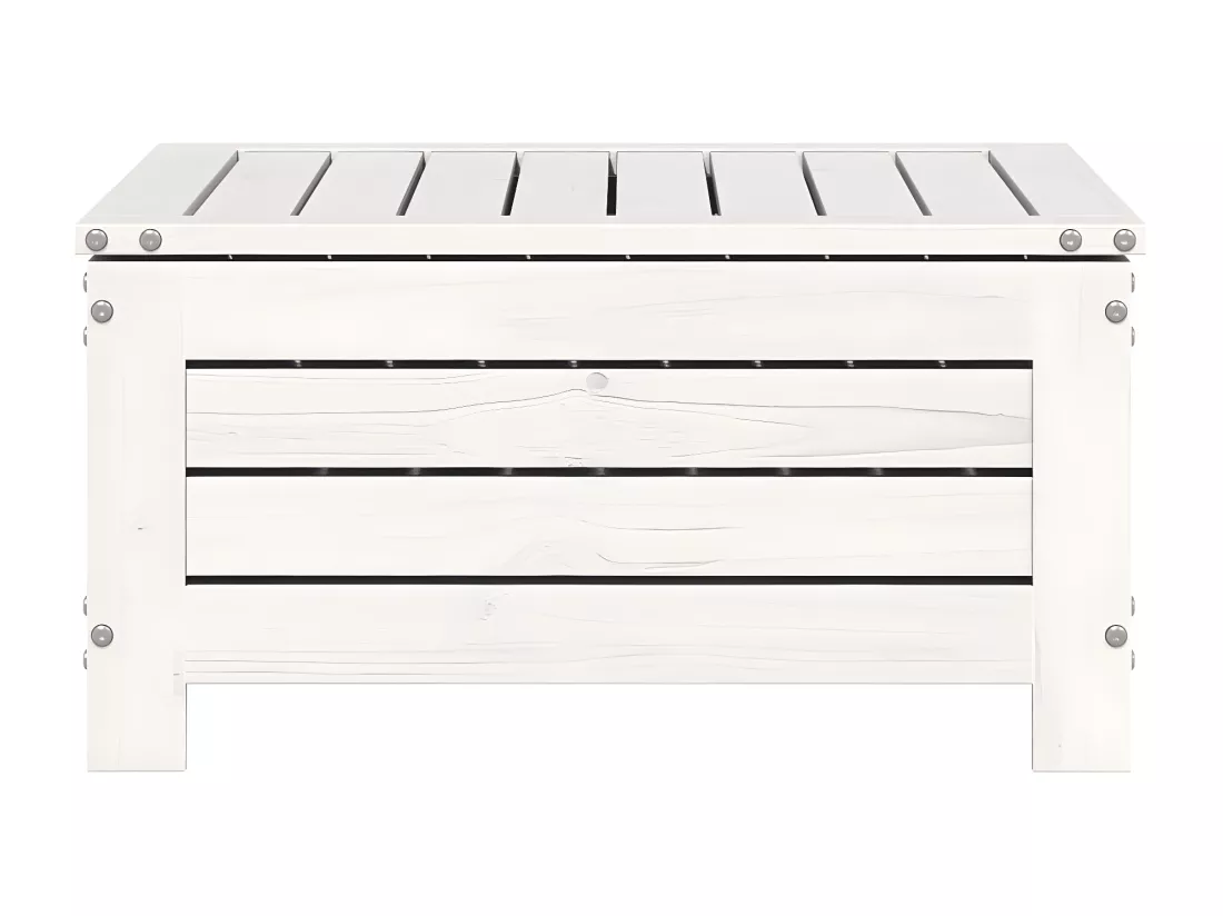 Repose-pied de jardin blanc 62x63,5x32 cm bois de pin massif