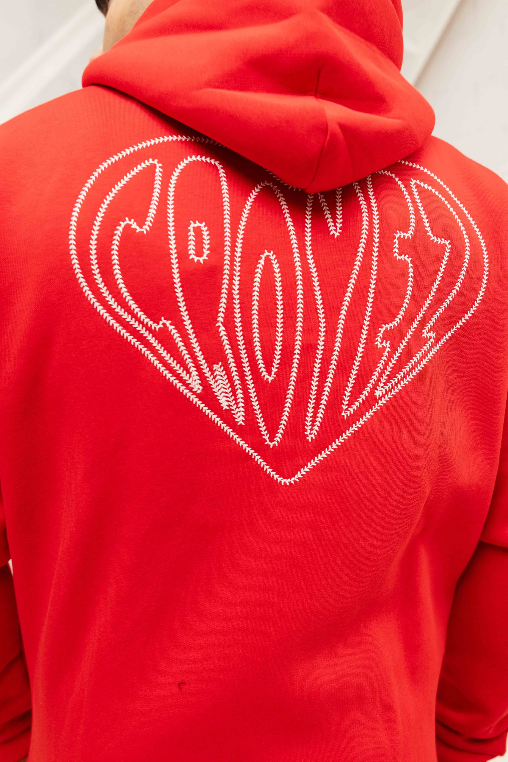 Croyez Stitched Heart Zip Hoodie Heren Rood