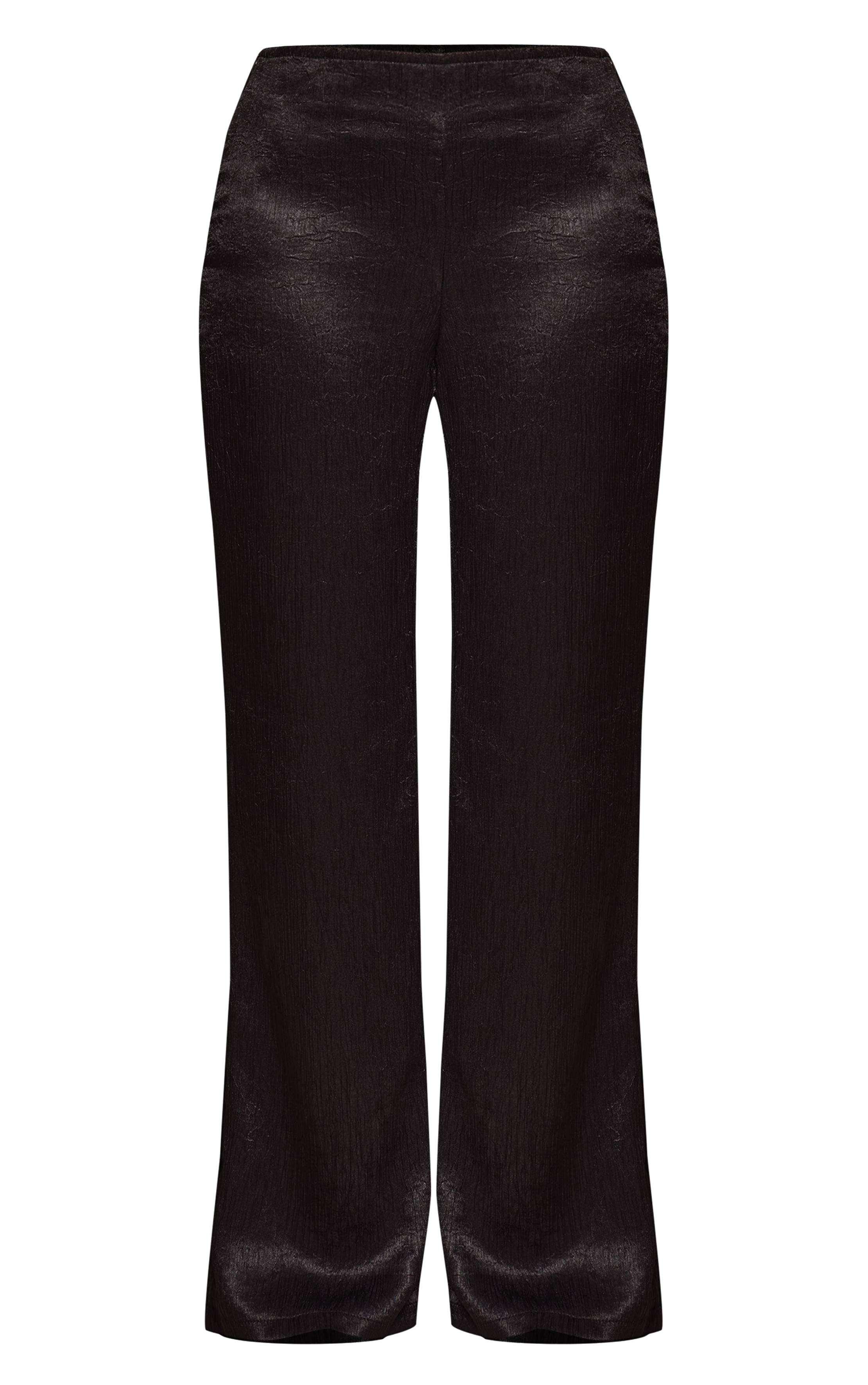Noir Pantalon Large Texturé Transparent Petite Taille Ensemble Coordonné