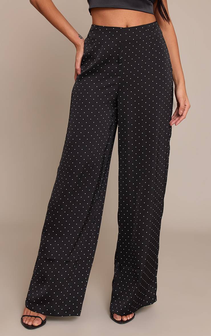 Noir Pantalon Droit À Pois