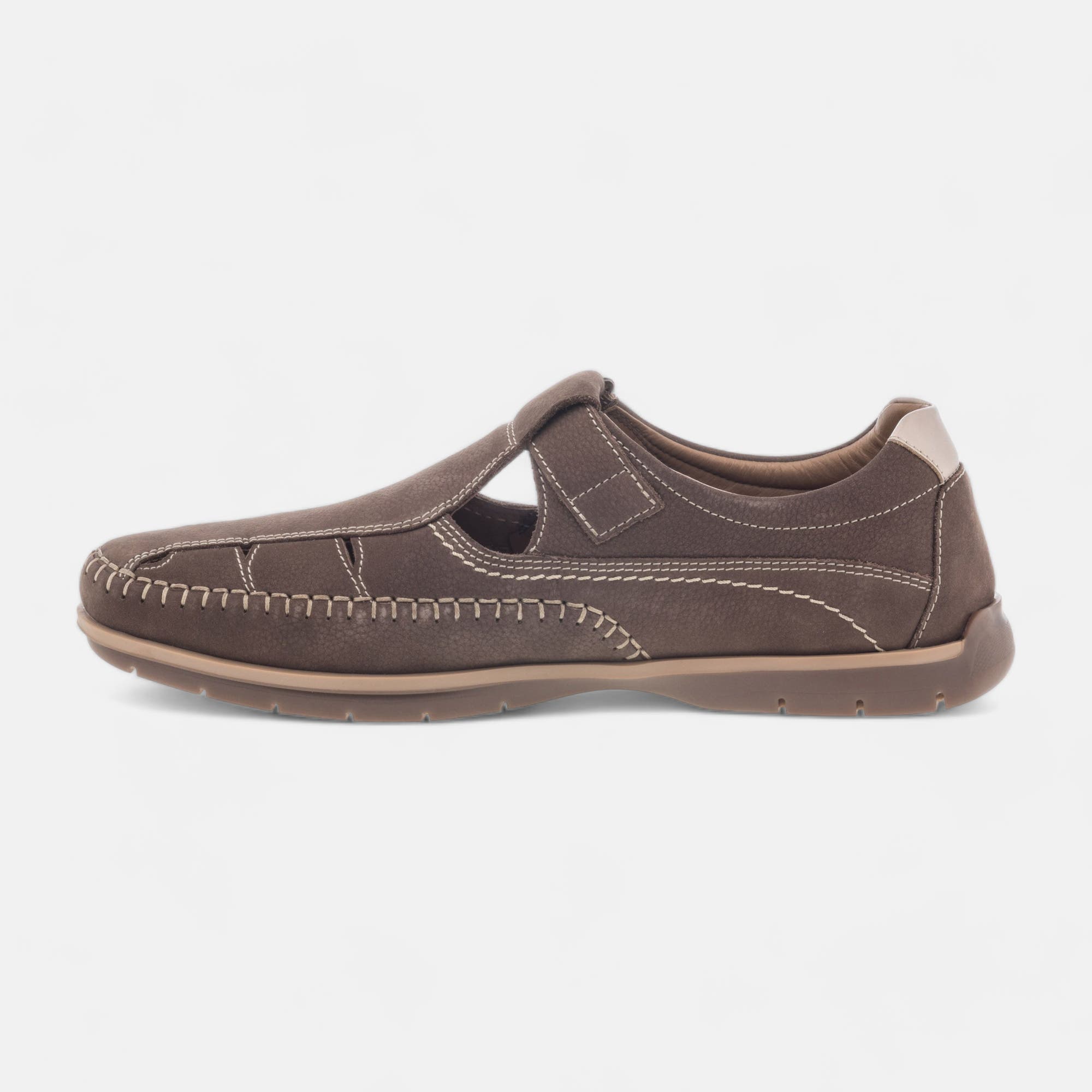 Nu-pieds confort Homme en cuir taupe