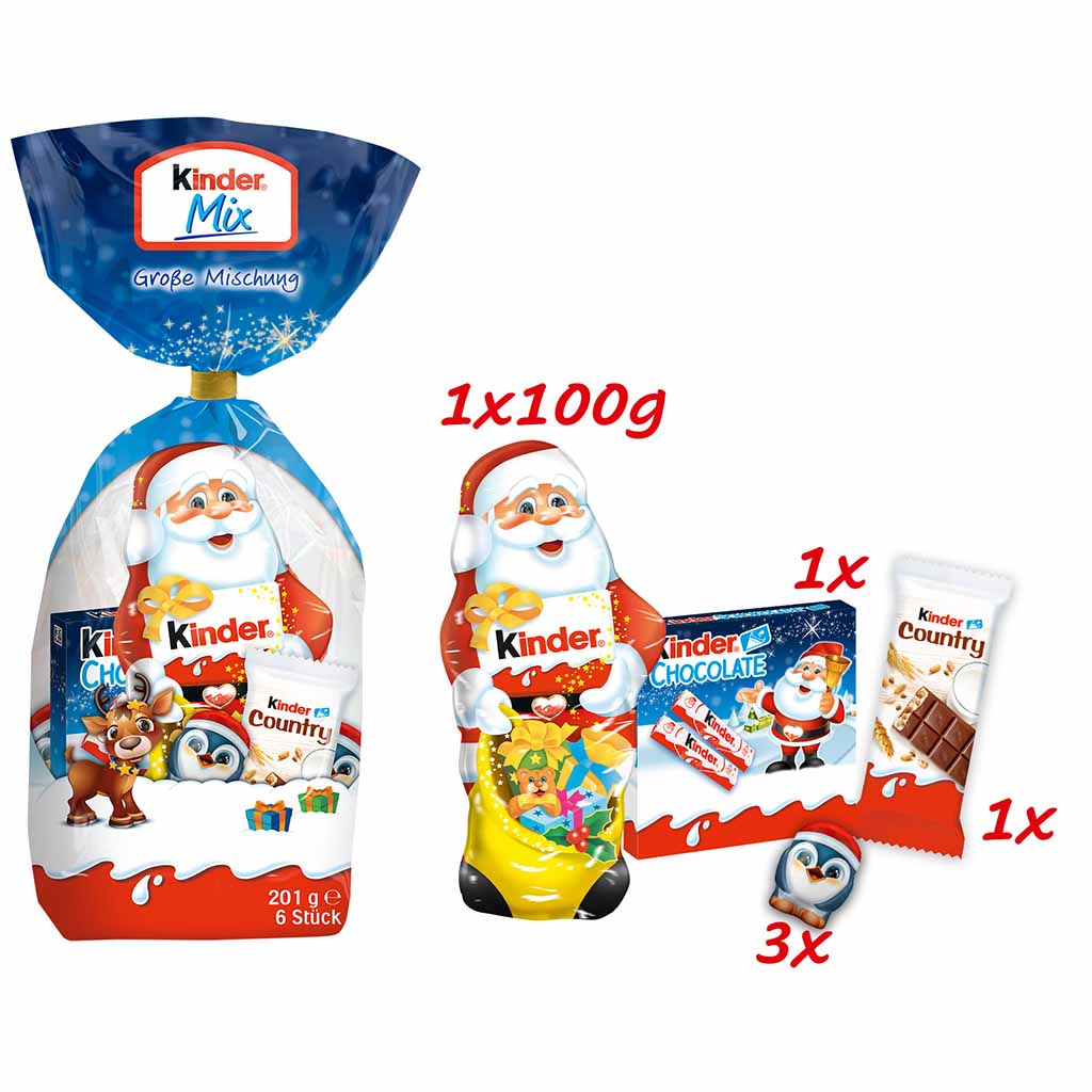 Kinder Mix Große Mischung Weihnachtsmann 201g MHD:20.4.25