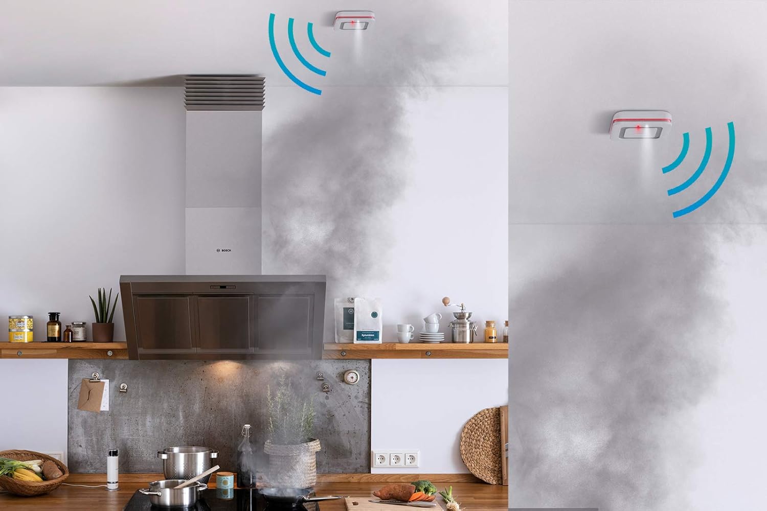 Bosch Smart Home Rauchmelder Twinguard mit Luftqualitätsmessung und App-Funktion, kompatibel mit Apple Homekit