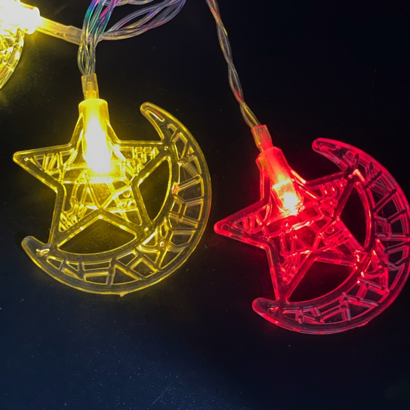 (3m) 20 LED's Ramadan Deko Lichterkette Halbmond / Stern Eid Mubarak Beleuchtung (Batteriebetrieben) - Bunt