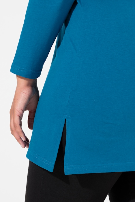 Longshirt, A-Linie, Keyhole, Rundhals, Langarm