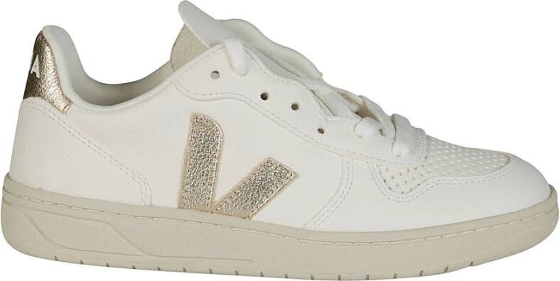 Veja V-10 Chromefree Leather Sneakers Wit Platine Vx0502935 White