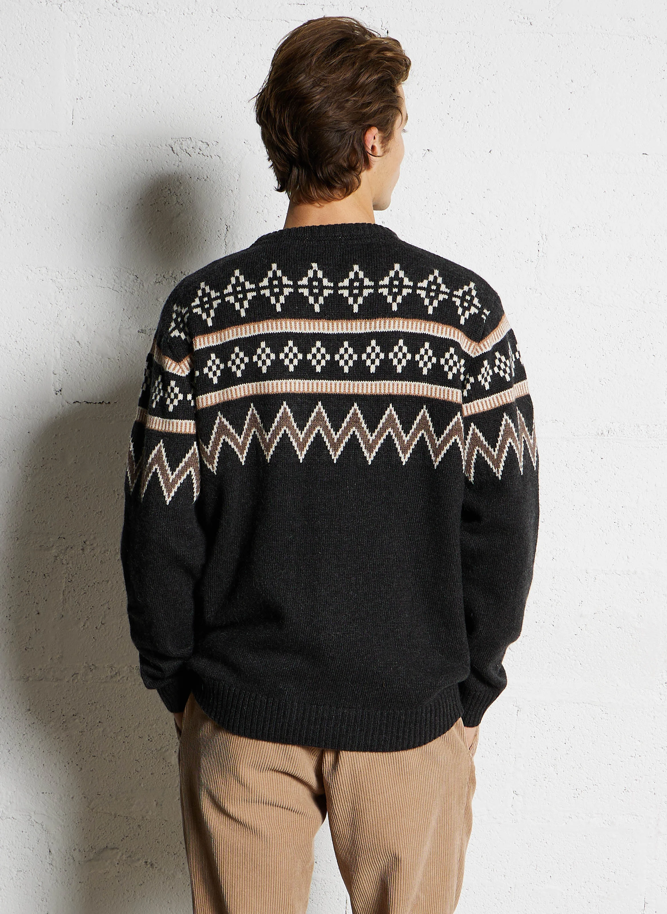 CHRISTOPHER - Pull regular imprimé en coton mélangé | Gris