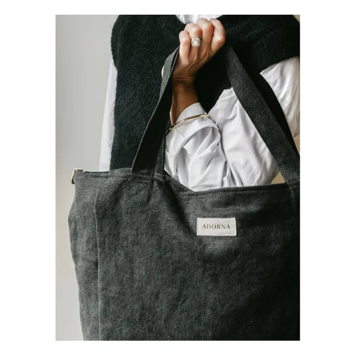 Adorna Sac zippé en lin | Noir