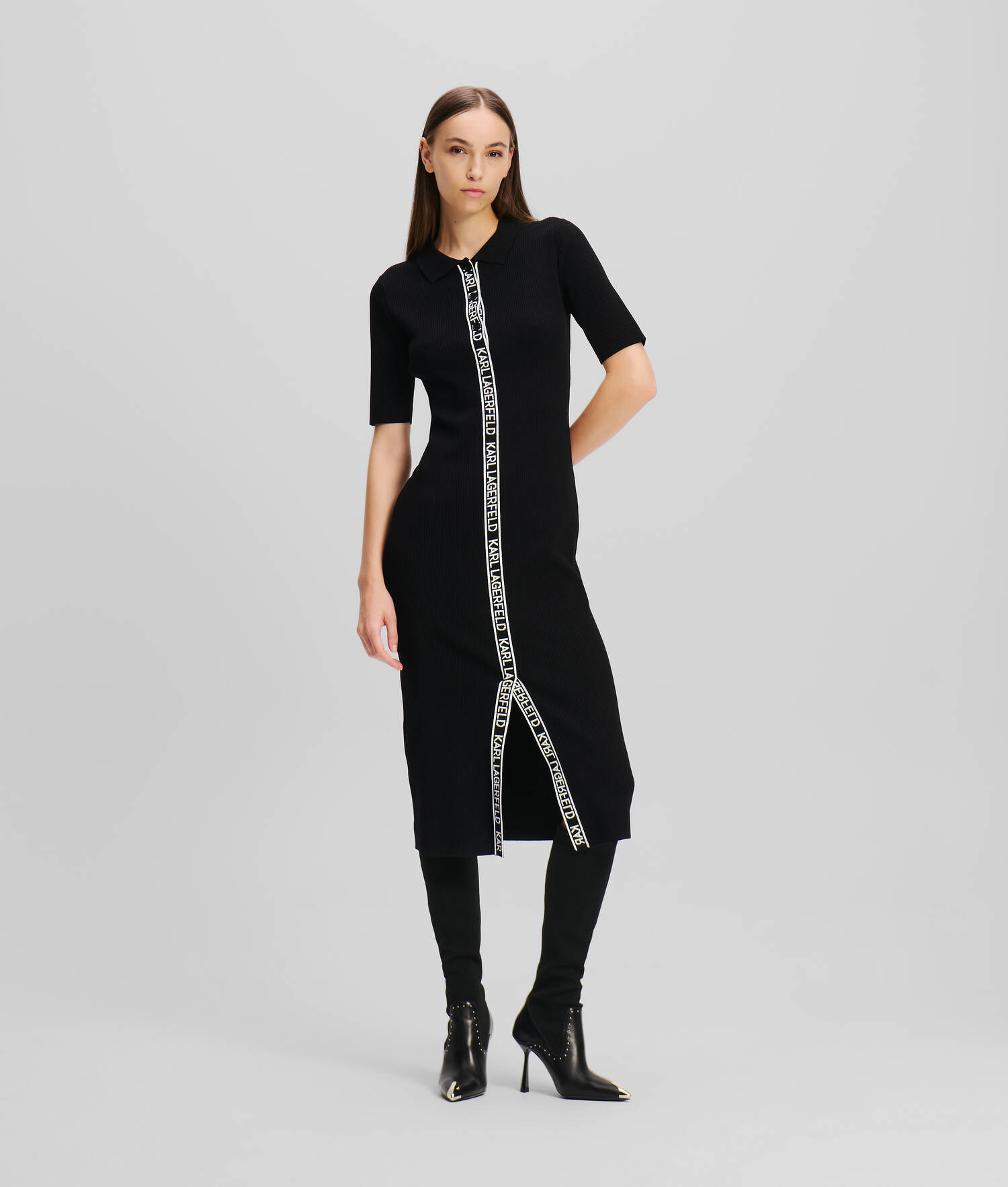 ROBE EN TRICOT AVEC GALON À LOGO KARL
