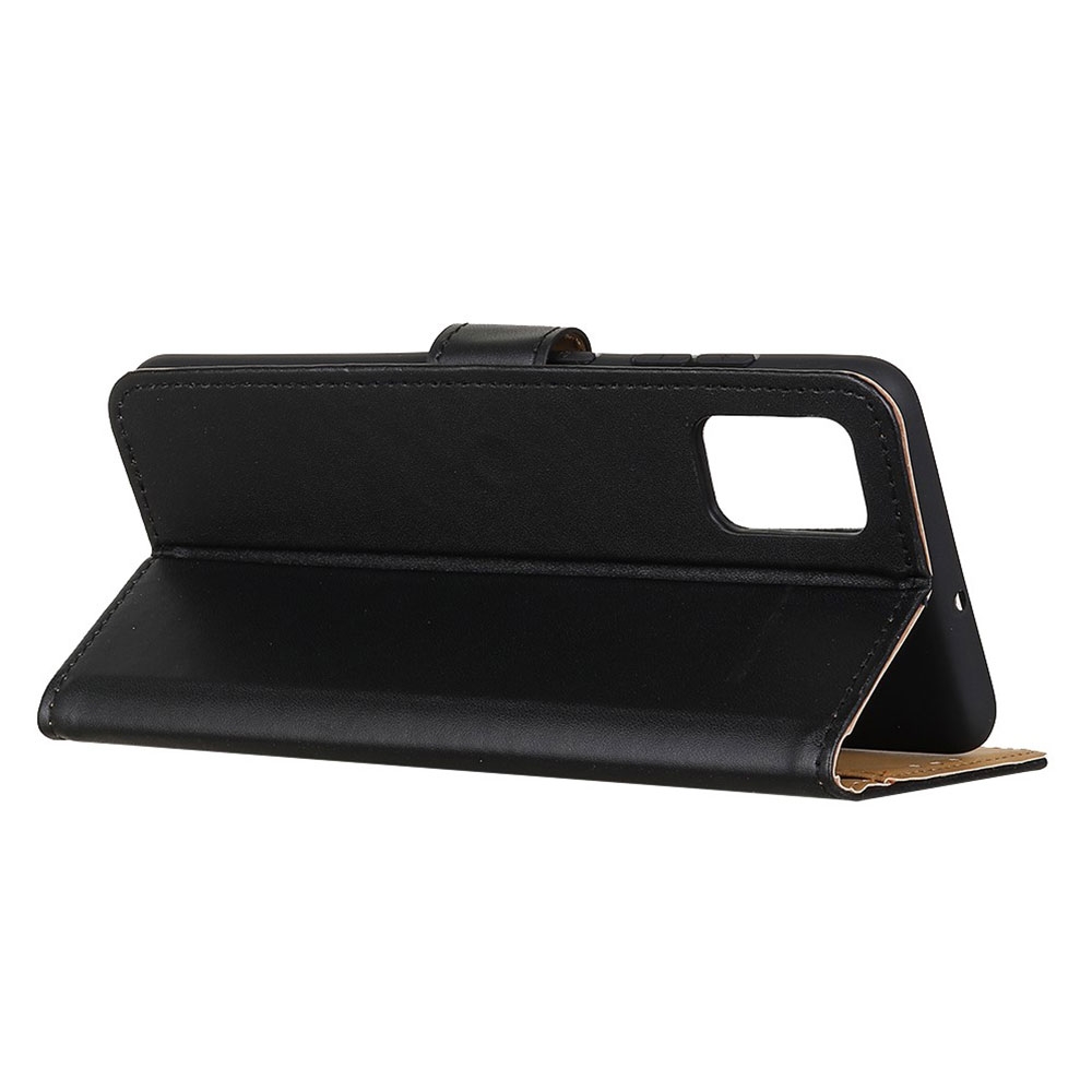 Samsung Galaxy A71 Leder Tasche Flip Cover mit Kartenfächer - Schwarz
