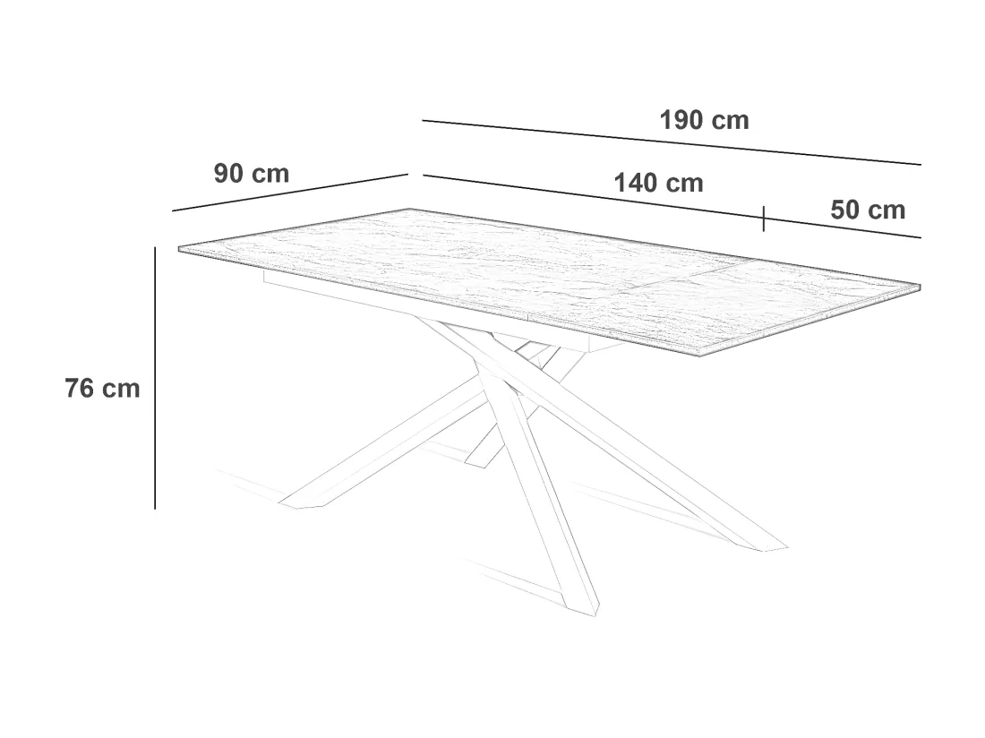 Pulse Table extensible (140/190 x 90 cm) en Mélamine Blanc