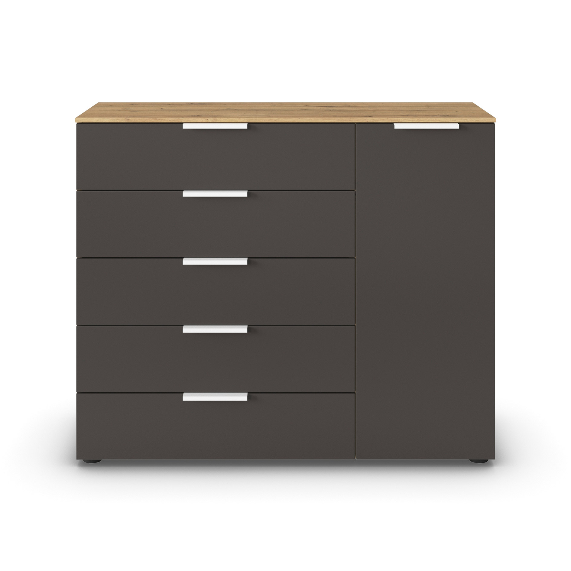 Kommode - Artisan Eiche-graphit - weiße Griffe - 120 cm