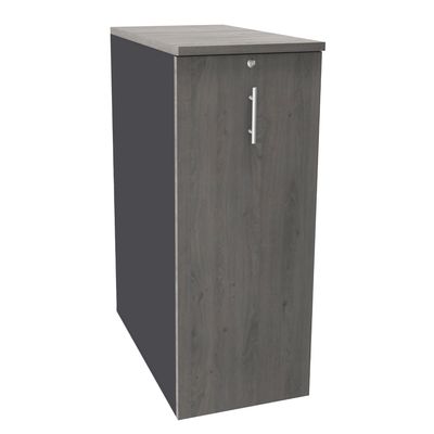 Caisson TOWER - L44 x H114 x P80 cm - 3 tablettes + 1 support DS réglable - structure anthracite - dessus et façade imitation chêne gris