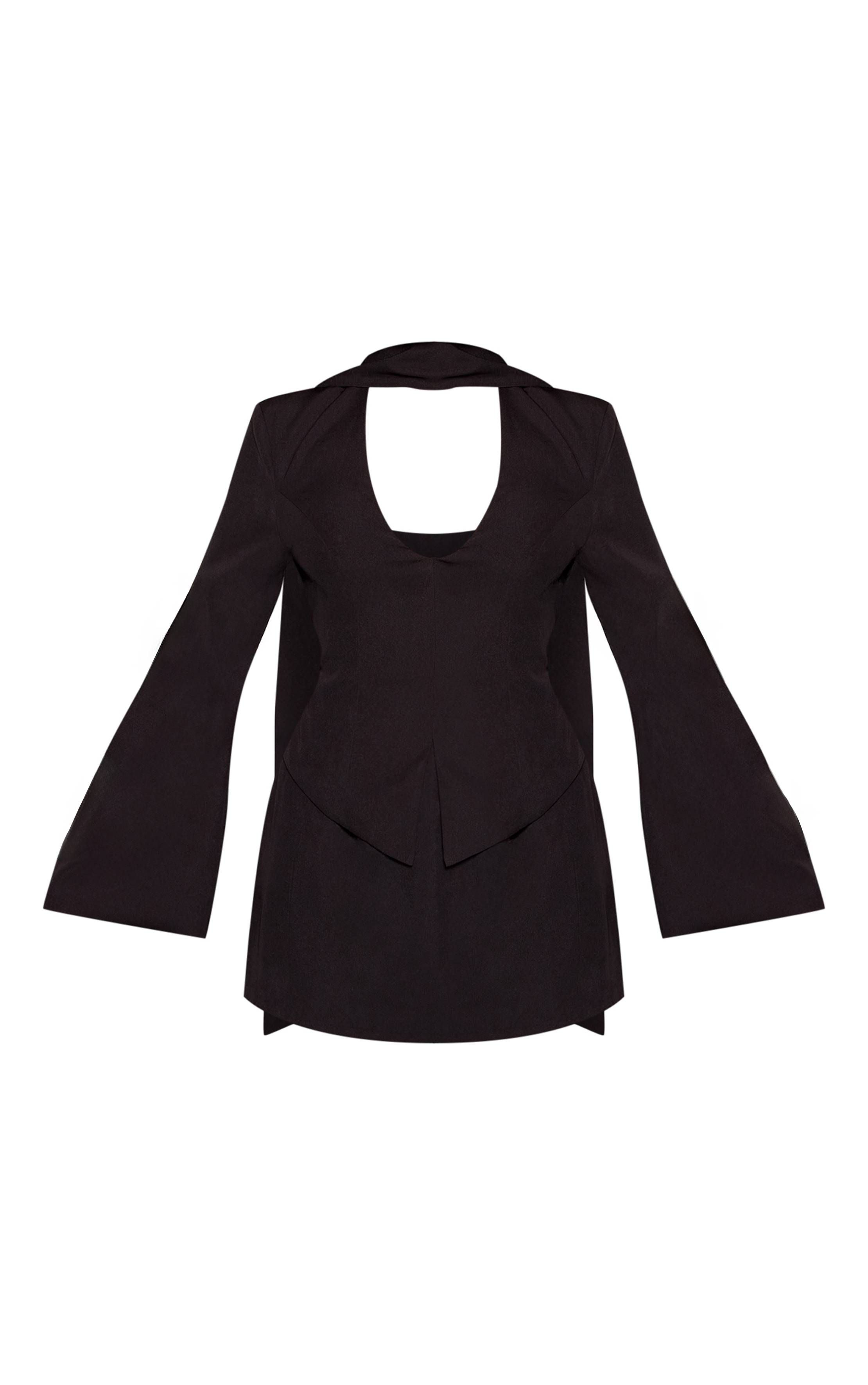 Noir Robe Blazer Ajustée Avec Détail Foulard