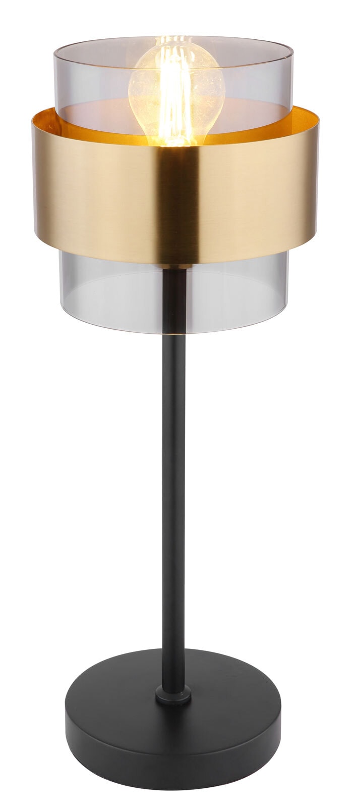 MILLEY Tischlampe goldfarben, schwarz 155, D/H: 18 x 47 cm, Glas, Metall