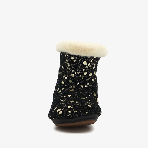 Groot leren babyschoenen zwart met gouden vlokken