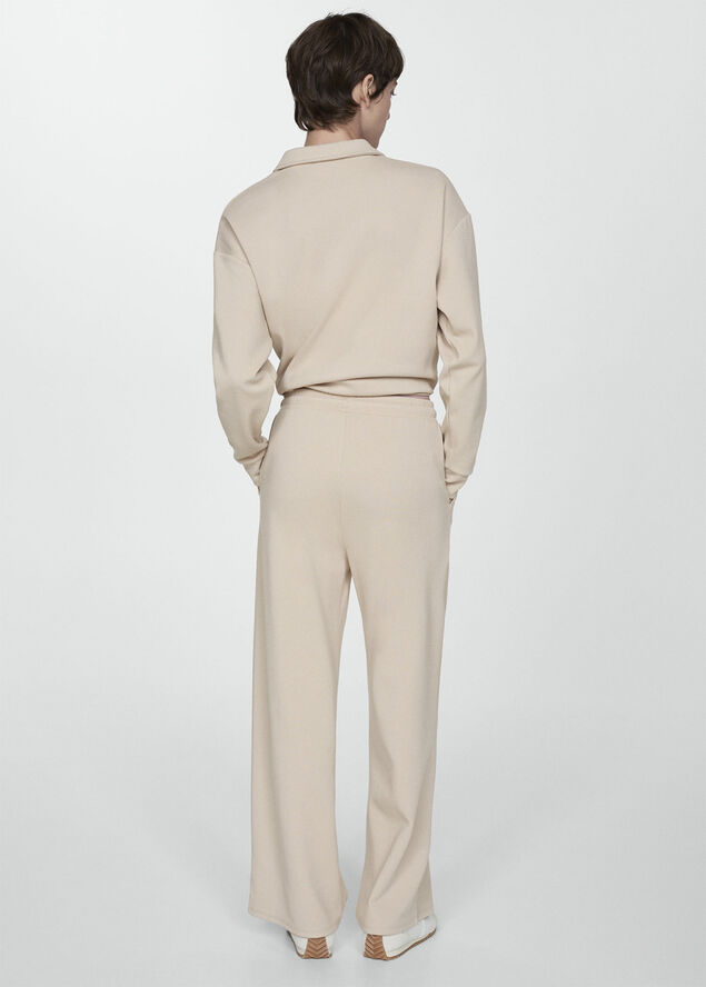 MANGO Seam-detail straight-fit trousers Light beige