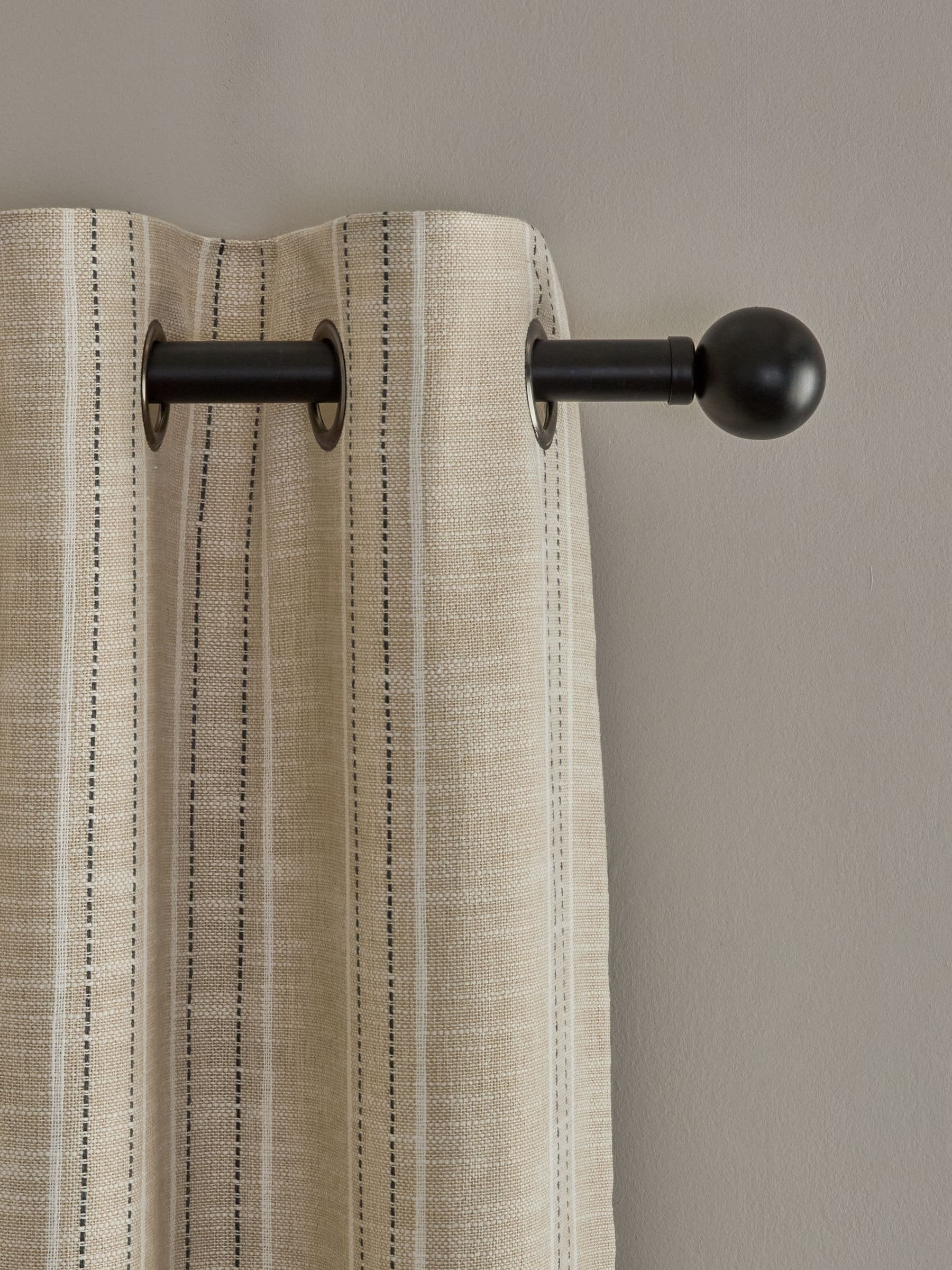 Thatched Linen Look Stripe Eyelet Curtains