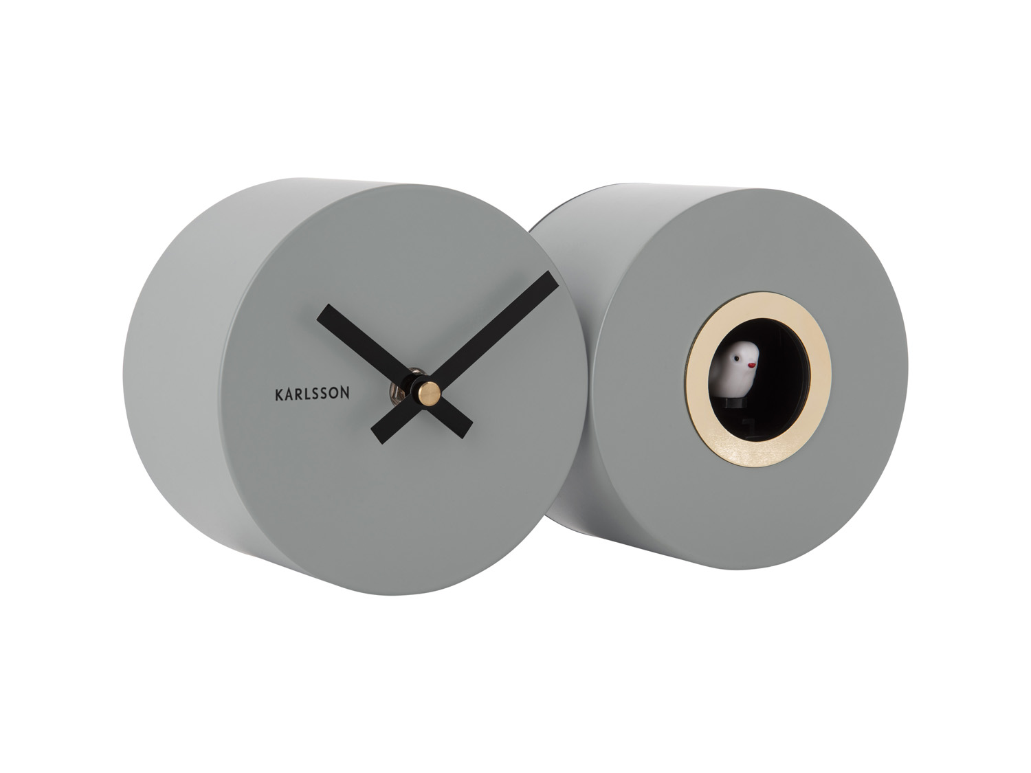 Wall clock Duo Cuckoo matt mouse grey