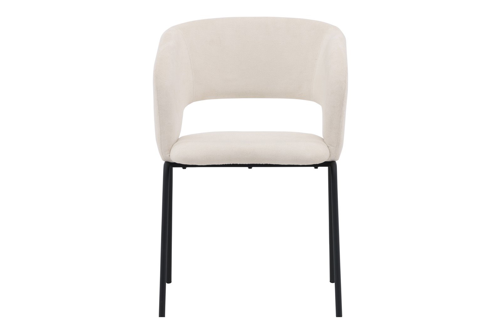 Day Spisestol. Sett av 2. Sett av 2. Offwhite tekstil med sorte stålben.