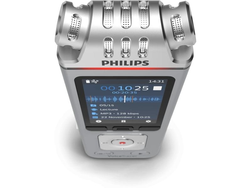 Philips Diktiergerät DVT4115 Mobiles Diktiergerät mit drei Mikrofonen