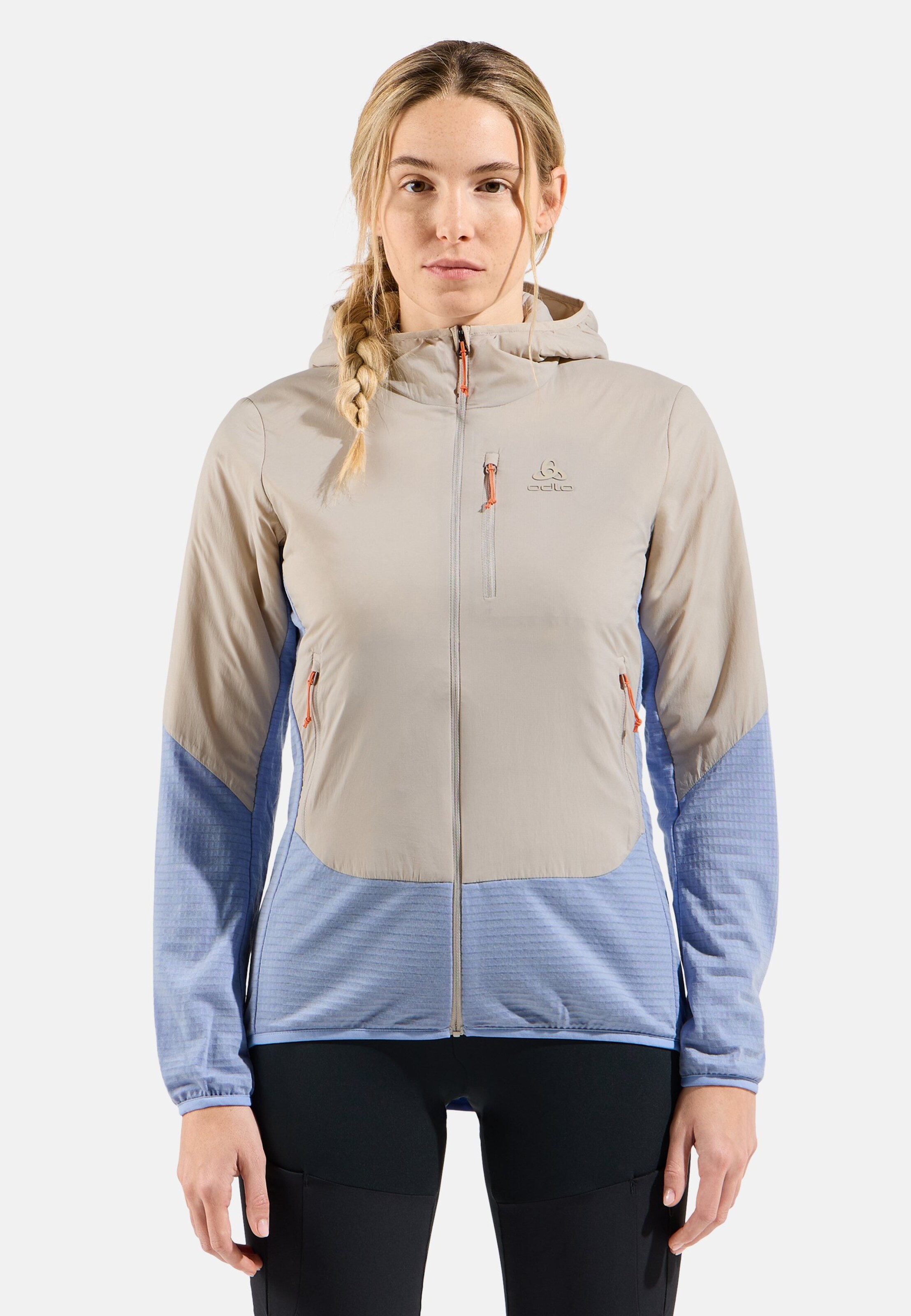 Isolierte Ascent Hybridjacke mit Wolle in silver cloud - Blue heron