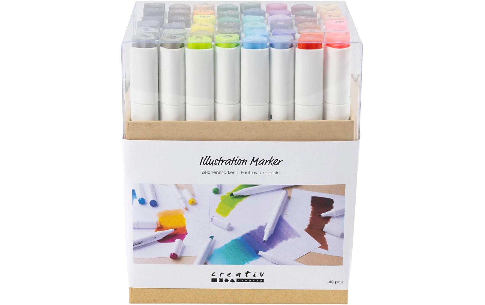 Kalligraphiemarker 1+ 8 mm, 48 Stück, Standard-Farben2-in-1-Zeichenmarker