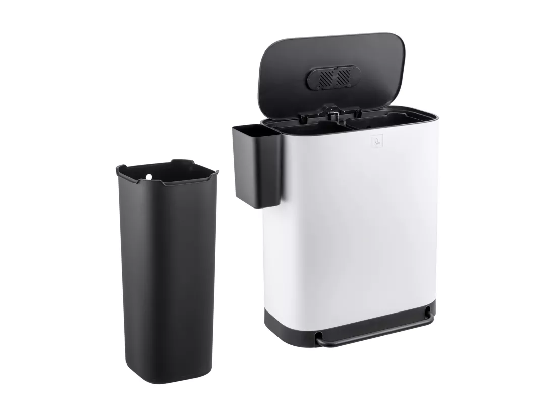 SVITA MLT2X30 Poubelle à pédale 60l 2 compartiments avec couvercle blanc