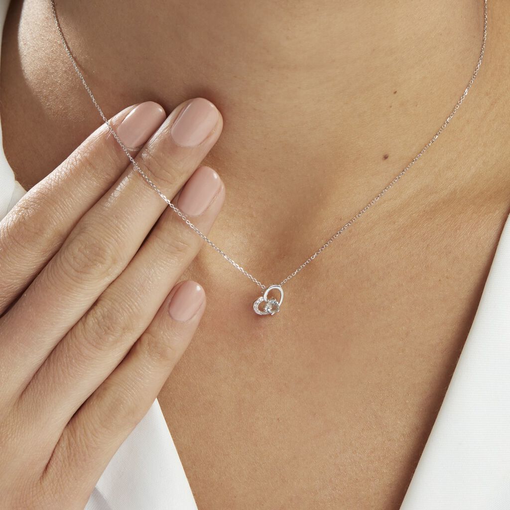 Collier Eliana Or Blanc Topaze Et Oxyde De Zirconium