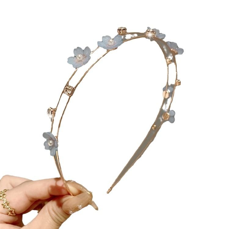 Kayochs - Bloemen imitatie parel gelaagde legering hoofdband