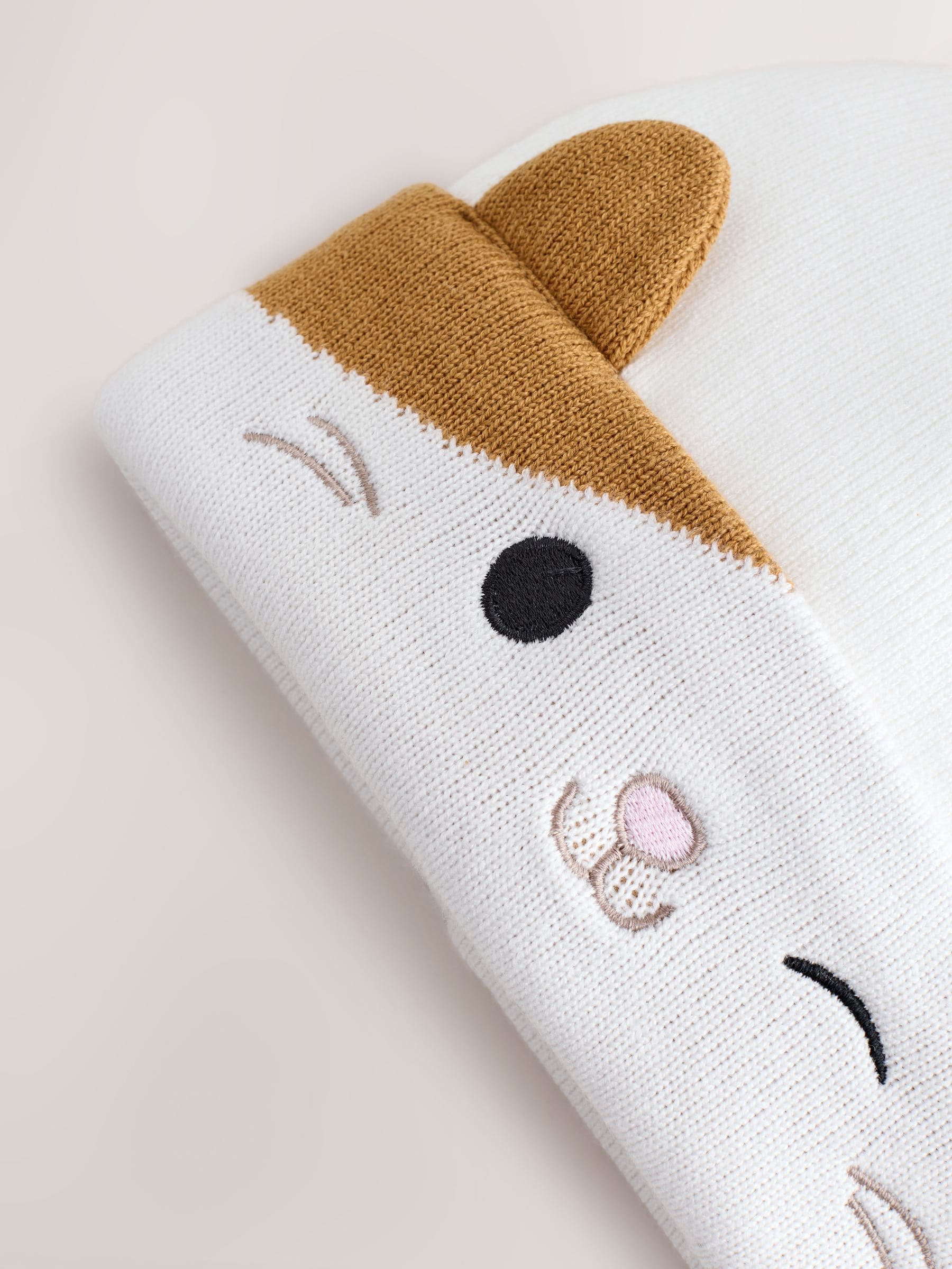 Ecru - Squishmallow Cat 3D Pom Beanie Hat (5-13yrs)