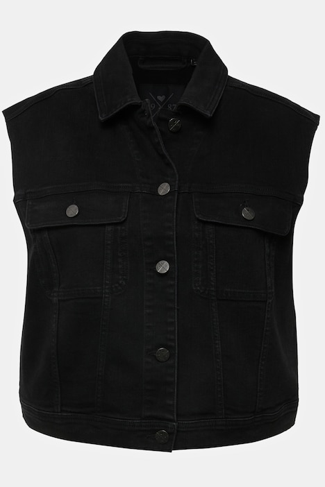 Jeansweste, Boxy Fit, Hemdkragen, Metallknöpfe